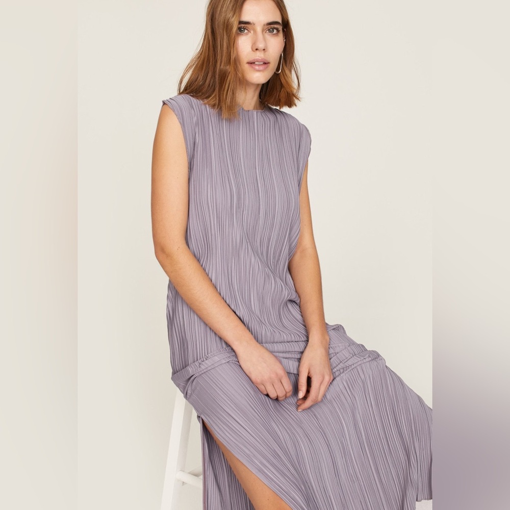 Anine Bing Melissa Purple Pleated Long Maxi Dress Sz XS